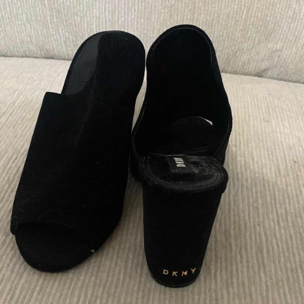 DKNY Black Open-Toe Suede Mules - Picture 2 of 7